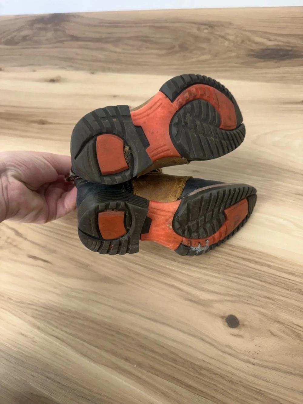 El General Brown & Black Kids Western Pull-On Boots with Orange Accents